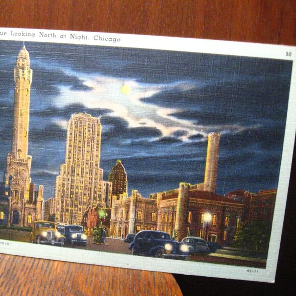 Chicago Michigan Ave 1940's Postcard - Picture 2 of 5